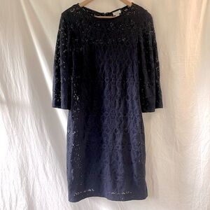 Chico's Size 1 (8-10) navy blue lace shift dress